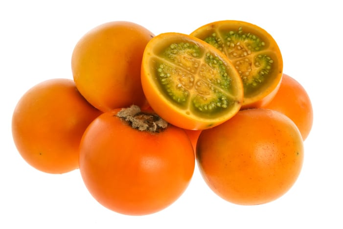 Exotic tropical fruit called lulo (Solanum quitoense)